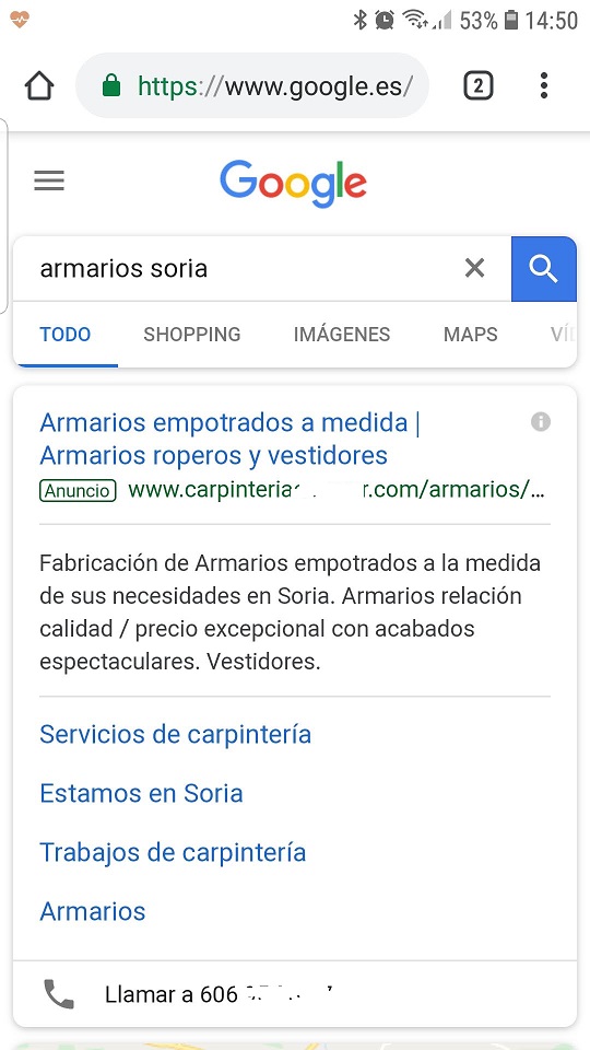 Nueva campaña Google Ads terminos Carpintería by AnunciosGoogle.com