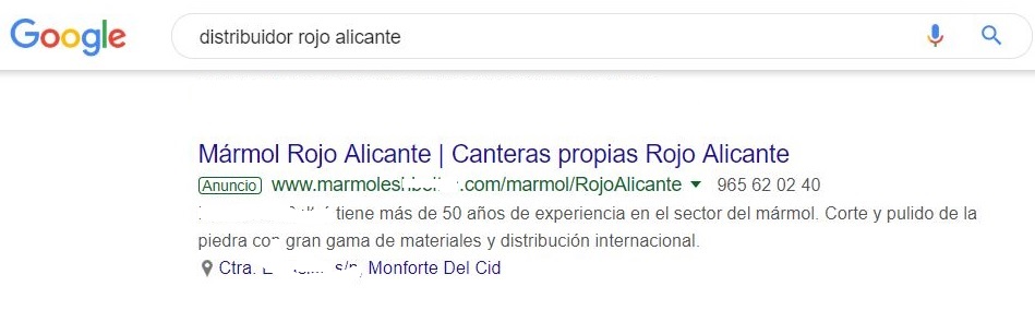 Nueva campaña Google Ads terminos Mármoles by AnunciosGoogle.com