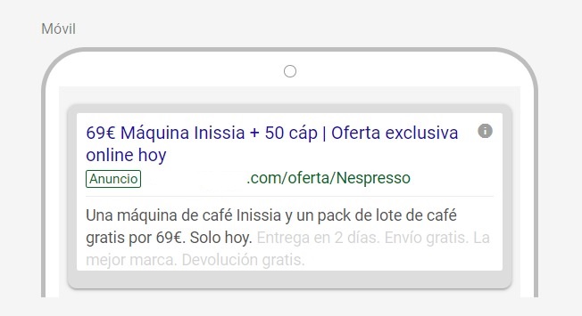 Nueva campaña Google Ads terminos Cafeteras Nespresso by AnunciosGoogle.com